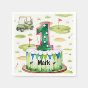Golf 1st birthday one year old golfer number one napkins