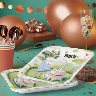 Golf 1st birthday one year old golfer number one paper plates