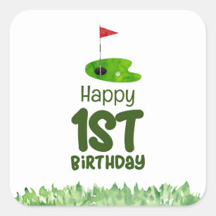 Golf 1st birthday one year old golfer  square sticker