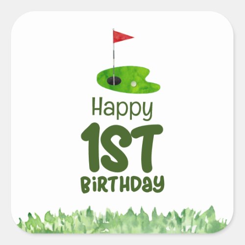 Golf 1st birthday one year old golfer  square sticker