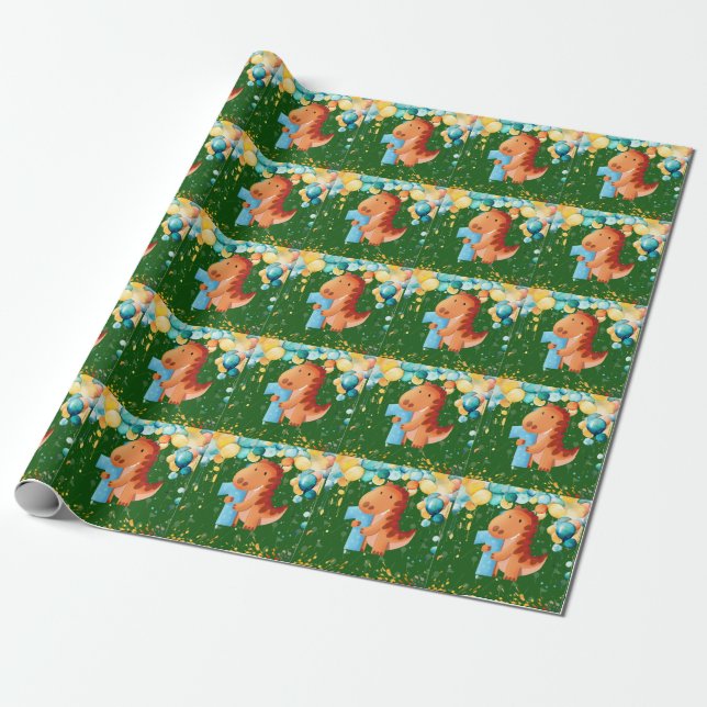 Golf 1st birthday one year old golfer with cart wrapping paper (Unrolled)