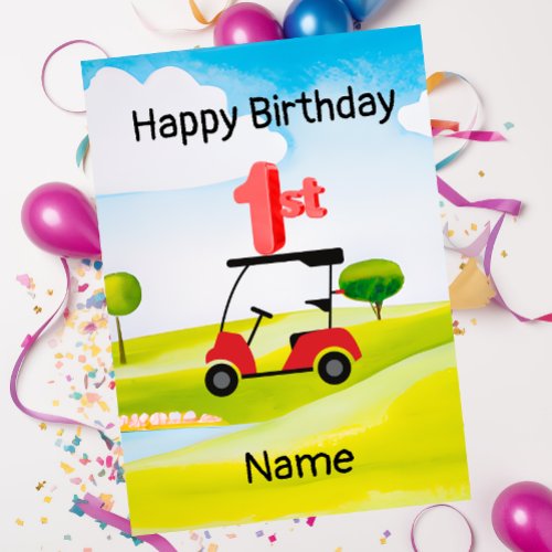 Golf 1st birthday one year old golfer with number card