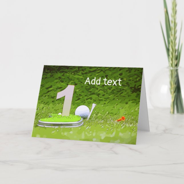 Golf 1st birthday one year old golfer with number card (Front)