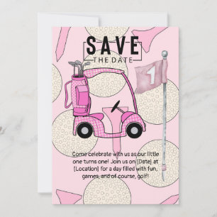 Golf 1st birthday one year old golfer with number invitation