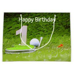 Golf 1st birthday one year old golfer with number large gift bag