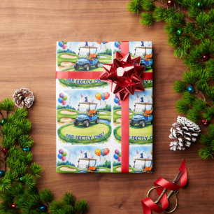 Golf 1st birthday one year old golfer wrapping paper