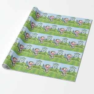 Golf 1st birthday one year old golfer wrapping paper