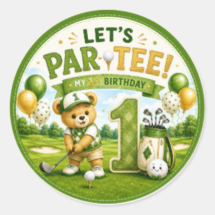 Golf 1st Birthday Party Classic Round Sticker