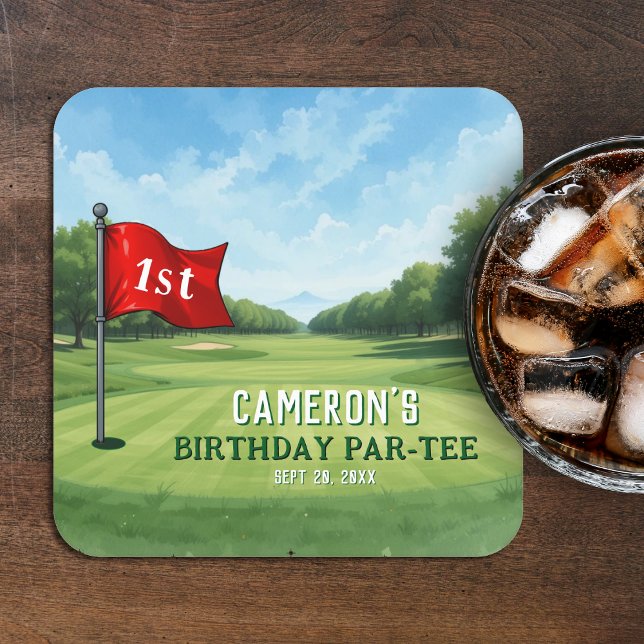 Golf 1st Birthday Party Hole In One Square Paper Coaster (Golf 1st Birthday Party Hole In One Square Paper Coaster
)
