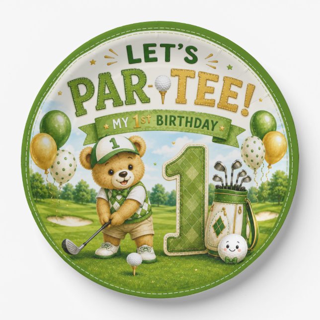 Golf 1st Birthday Party  Paper Plates (Front)
