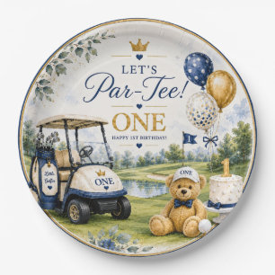 Golf 1st Birthday Round  with Golf Cart Paper Plates