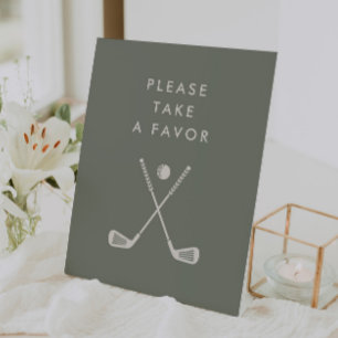 Golf 1st Birthday Sage Green Please Take a Favor Pedestal Sign