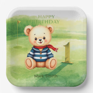 Golf 1st Birthday themed on Putting Green Paper Plates