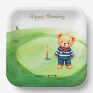 Golf 1st Birthday themed on Putting Green Paper Plates