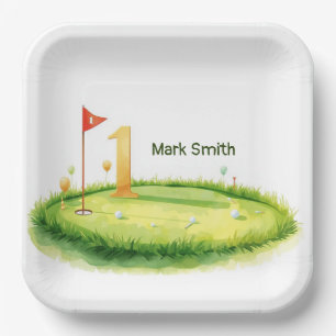 Golf 1st Birthday themed on Putting Green Paper Plates