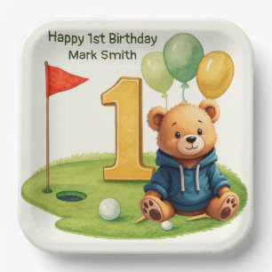 Golf 1st Birthday themed on Putting Green Paper Plates