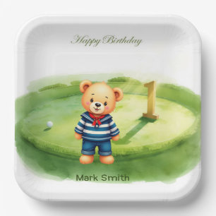 Golf 1st Birthday themed on Putting Green Paper Plates