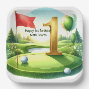 Golf 1st Birthday themed on Putting Green Paper Plates