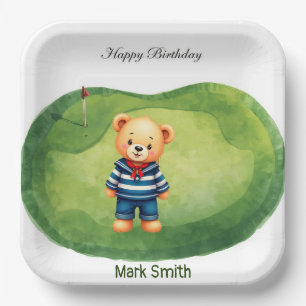 Golf 1st Birthday themed on Putting Green Paper Plates