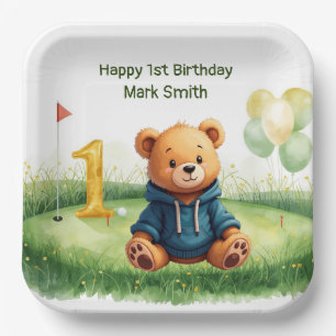 Golf 1st Birthday themed on Putting Green Paper Plates