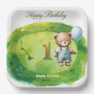 Golf 1st Birthday themed on Putting Green Paper Plates