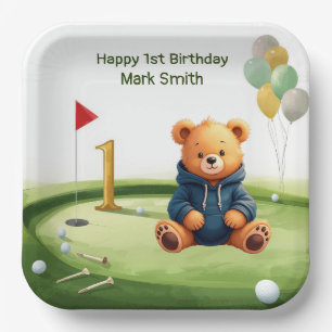 Golf 1st Birthday themed on Putting Green Paper Plates