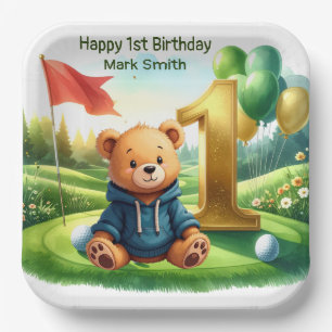 Golf 1st Birthday themed on Putting Green Paper Plates