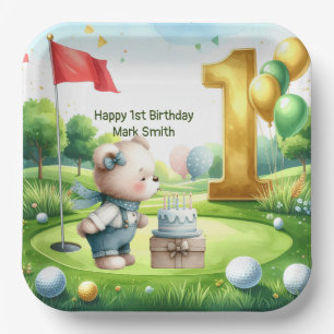 Golf 1st Birthday themed on Putting Green Paper Plates