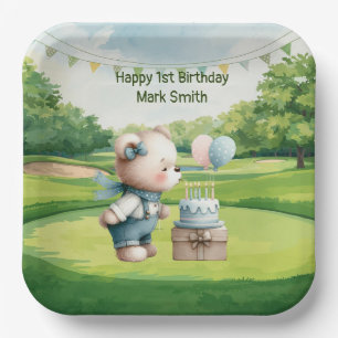Golf 1st Birthday themed on Putting Green Paper Plates