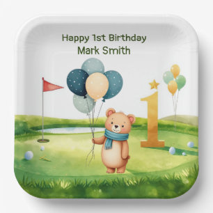 Golf 1st Birthday themed on Putting Green Paper Plates
