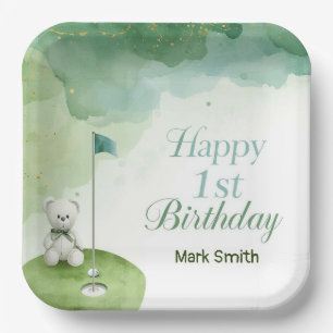 Golf 1st Birthday themed on Putting Green Paper Plates