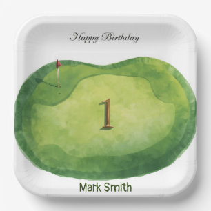 Golf 1st Birthday themed on Putting Green Paper Plates