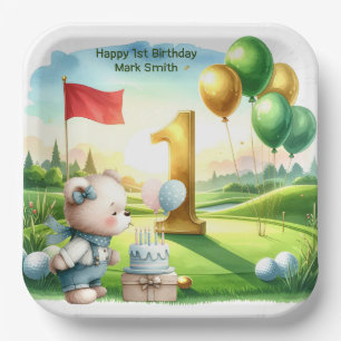 Golf 1st Birthday themed on Putting Green Paper Plates
