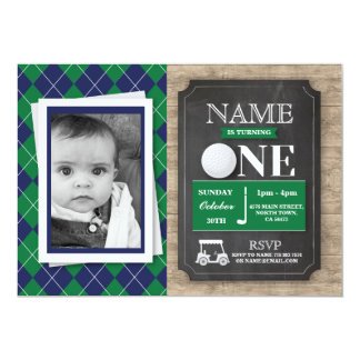 Golf 1st First One 1 Birthday Party Photo Invite
