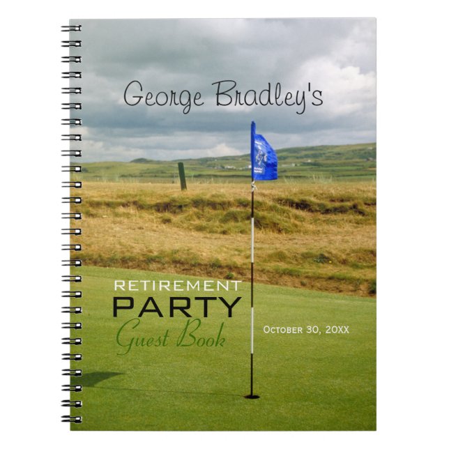 Golf 2 Personalized Retirement Party Guest Book (Front)