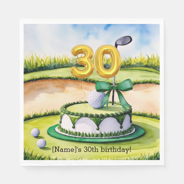 Golf 30th Birthday Cake for Golfer Party  Napkins (Front)