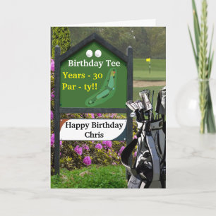 Golf 30th Birthday Card - 'Birthday Tee'