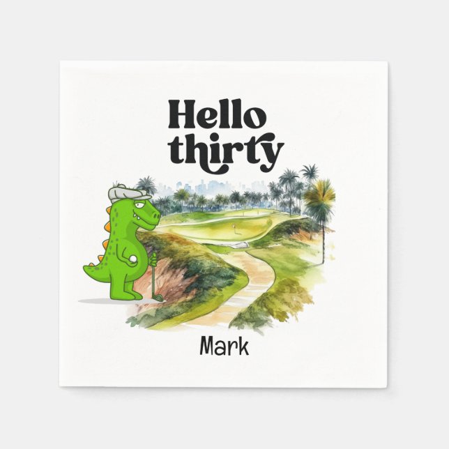 Golf 30th Birthday for golfer party watercolor Napkins (Front)