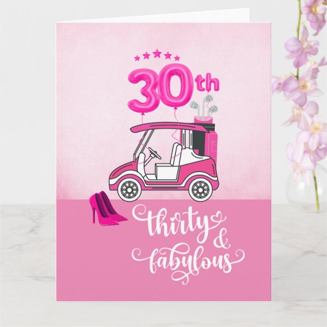 Golf  30th Birthday for woman golfer pink theme Card (Orchid)