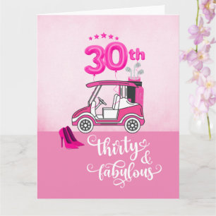 Golf  30th Birthday for woman golfer pink theme Card