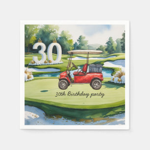 Golf 30th Birthday golf ball and tee on green Napkins