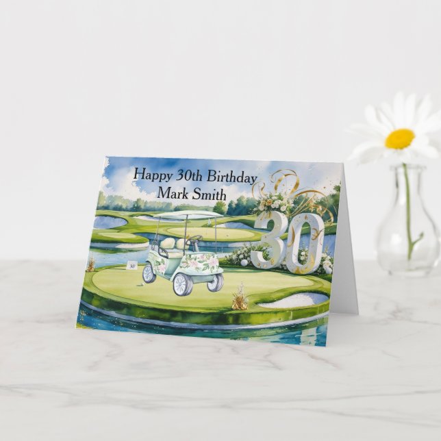 Golf 30th Birthday on golf course Card (Small Plant)