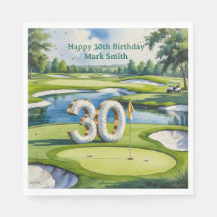 Golf 30th Birthday on golf course Napkins
