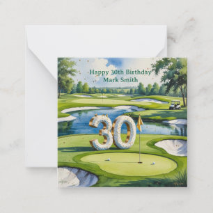 Golf 30th Birthday on golf course Note Card