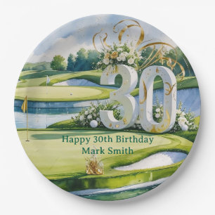 Golf 30th Birthday on golf course Paper Plates