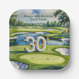 Golf 30th Birthday on golf course Paper Plates