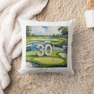 Golf 30th Birthday on golf course Throw Pillow