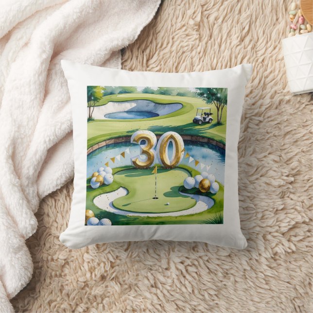 Golf 30th Birthday on golf course Throw Pillow (Blanket)