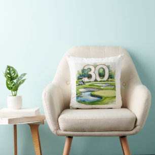 Golf 30th Birthday on golf course Throw Pillow