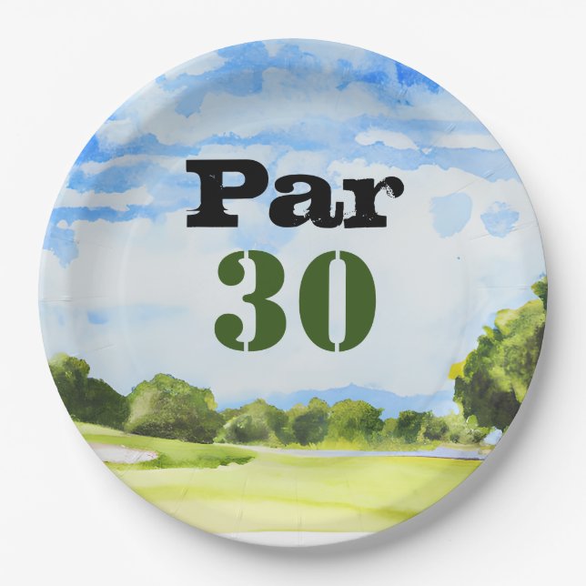 Golf 30th Birthday Par tee thirty party   Paper Plates (Front)
